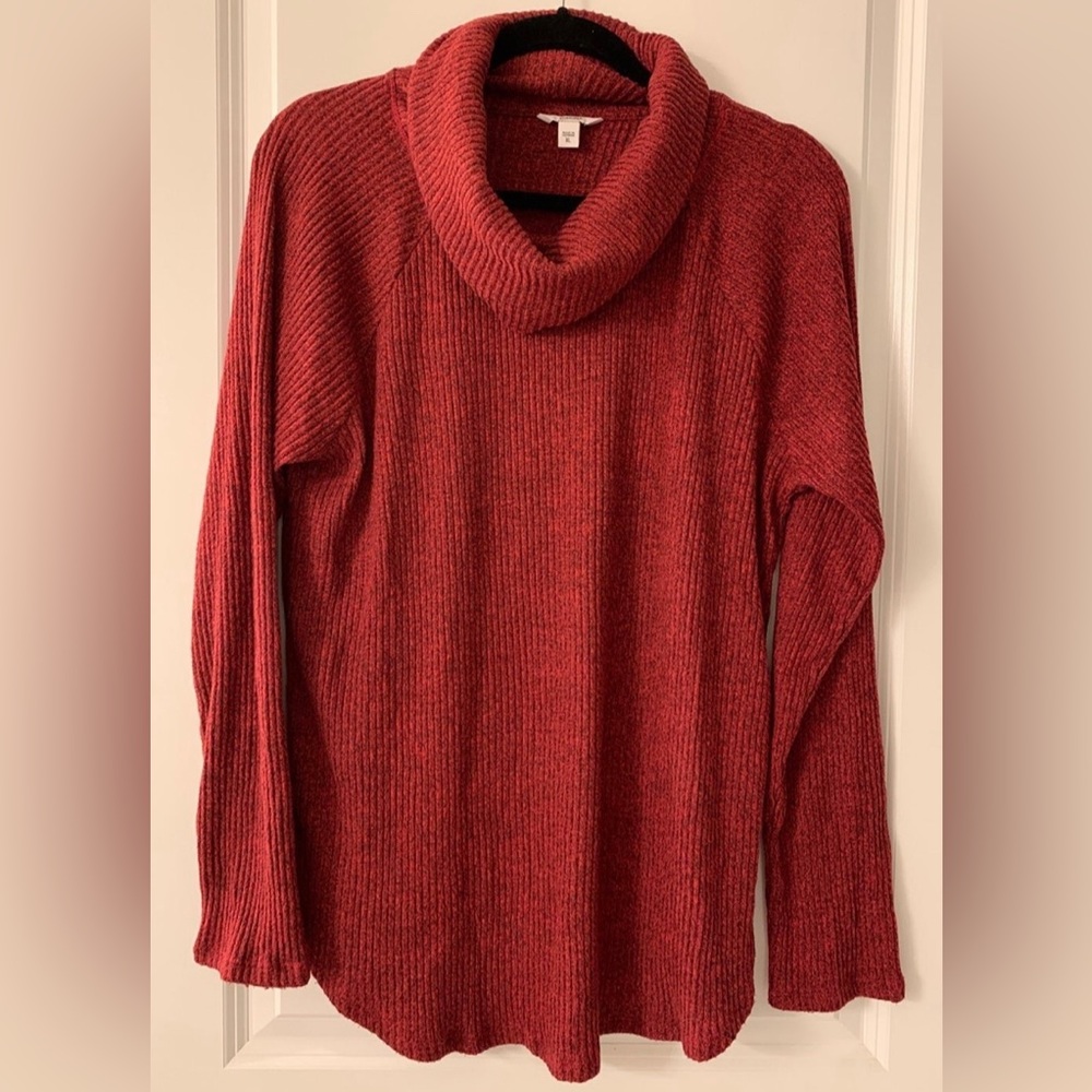 #172 - SONOMA Pullover Long Sleeve Soft Cowlneck Sweater Burgundy Marled SIZE XL